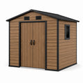Gartenhaus 213×191×204 cm Kunststoff in Holzoptik Braun Schwarz mit Doppeltür und Fenster