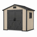 Gartenhaus 210×130×200 cm Kunststoff Beige Anthrazit mit Doppeltür Landhausstil