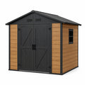 Gartenhaus 300×240×230 cm in Holzoptik Braun Schwarz mit Doppeltür und Satteldach