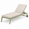Sonnenliege 200×70×35 cm aus Metall Beige Salbeigrün mit verstellbarer Rückenlehne und Rollen