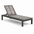Sonnenliege 200×65×35 cm mit Metallgestell und Kordelbespannung Grau Schwarz verstellbar