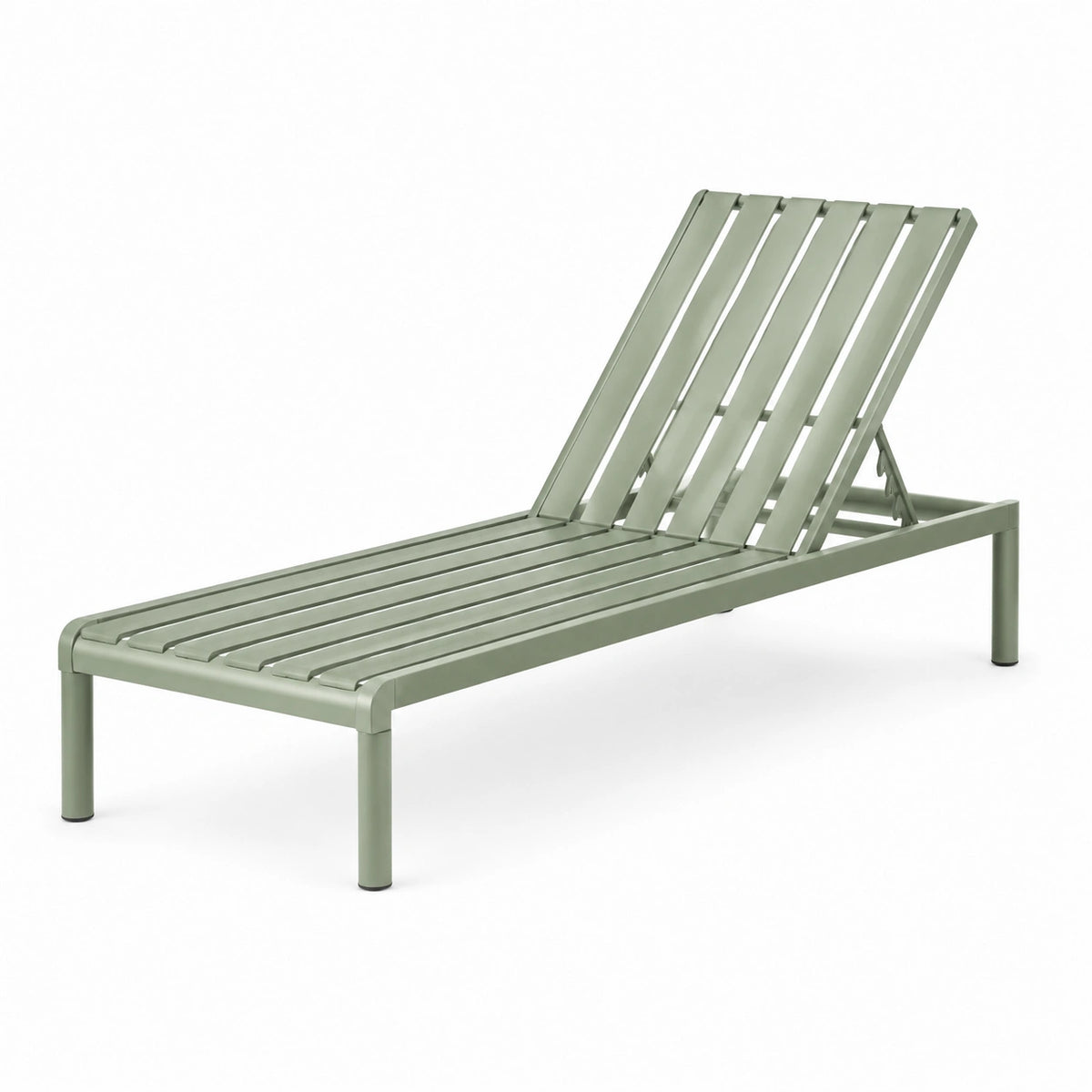Sonnenliege 200 x 70 x 35 cm aus Metall Salbeigrün mit verstellbarer Rückenlehne