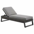 Gartenliege 200×70×35 cm mit Textilpolster Grau Schwarz - verstellbare Rückenlehne