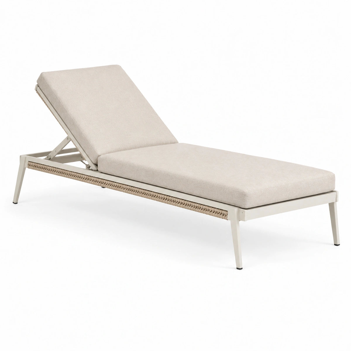 Sonnenliege 200×70×90 cm Aluminium Textil Beige mit verstellbarer Rückenlehne