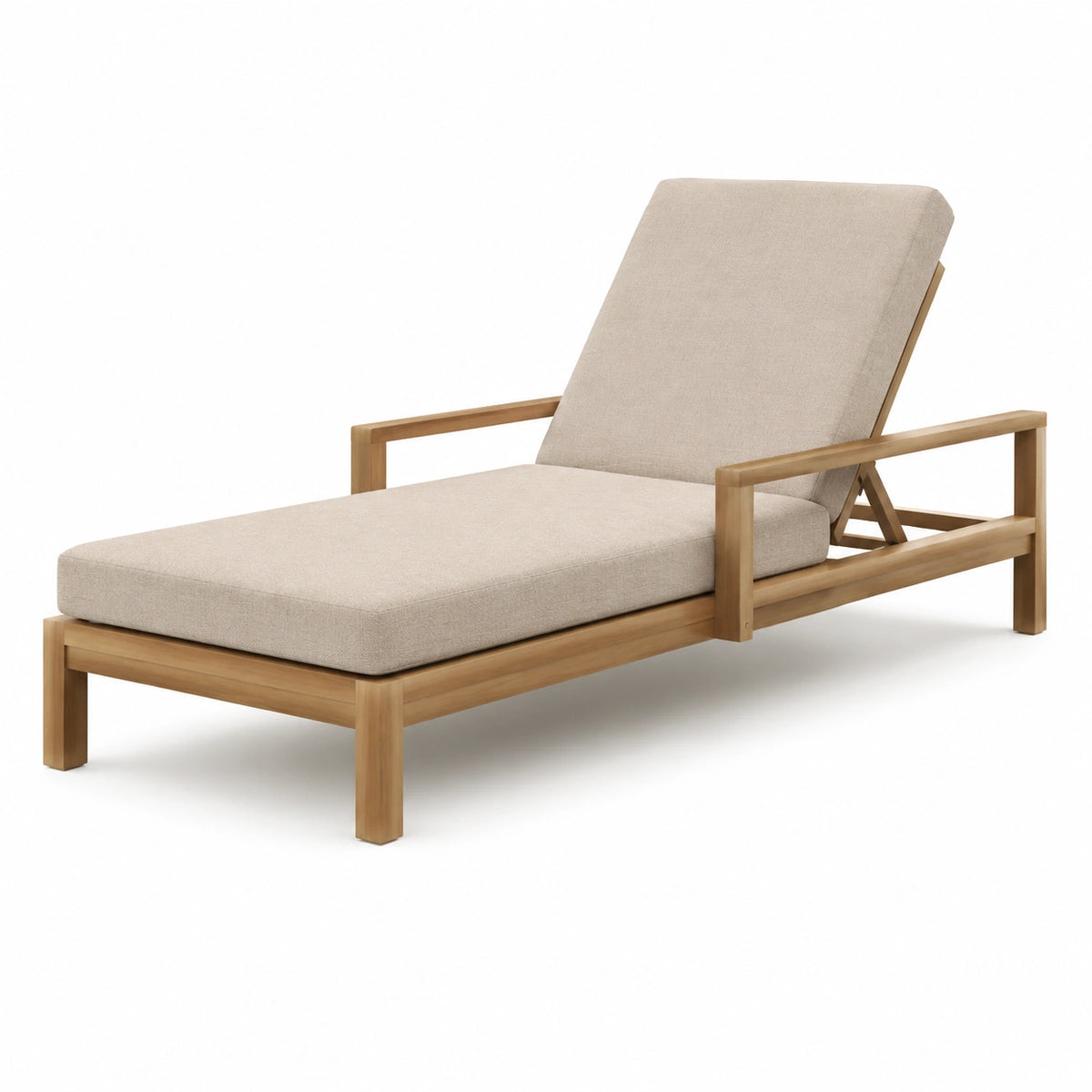 Sonnenliege 200×70×85 cm aus Holz in Naturholz Beige mit verstellbarer Rückenlehne für Außenbereiche