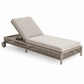 Gartenliege 200×75×35 cm aus Kunststoffgeflecht in Taupe mit verstellbarer Rückenlehne und Rollen