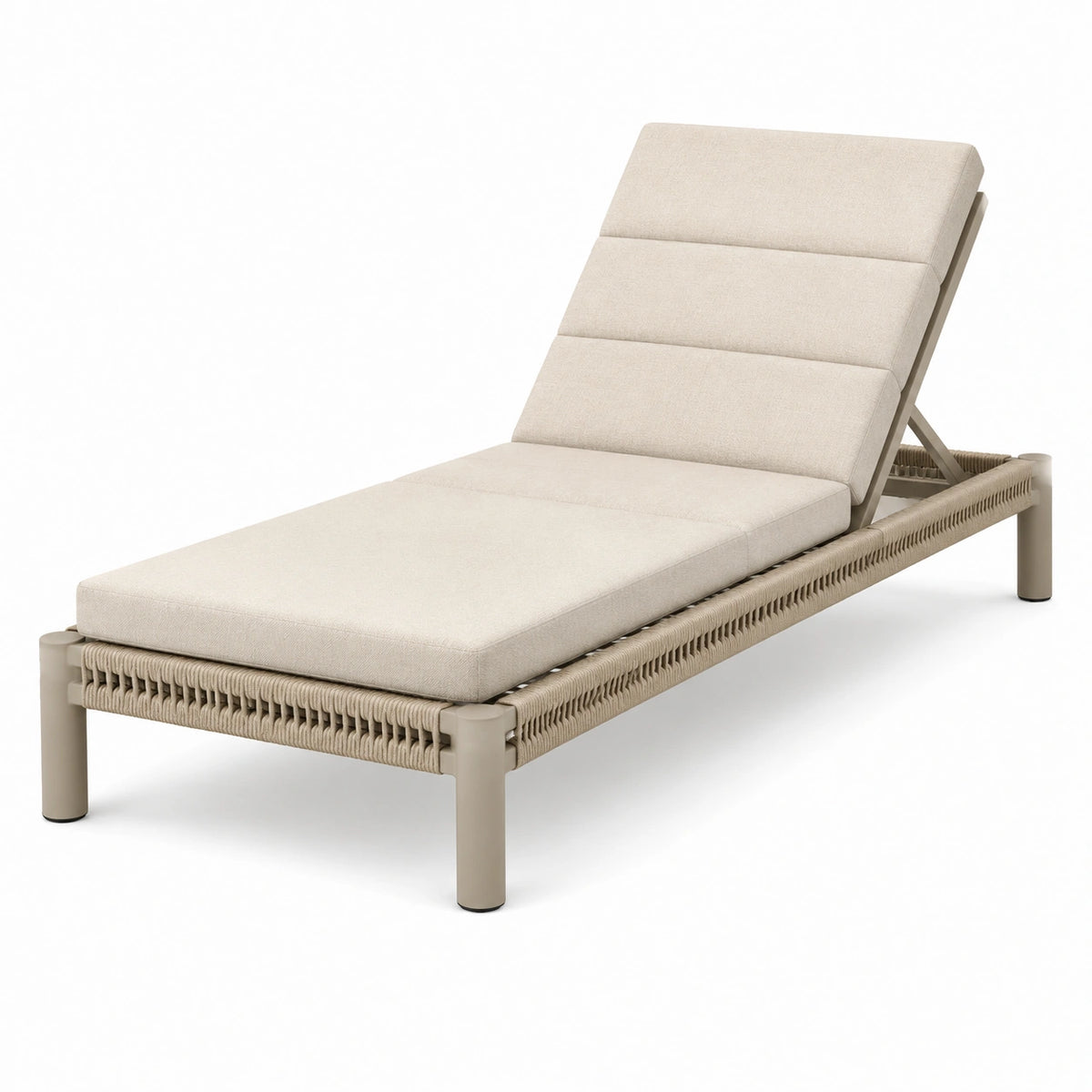 Sonnenliege 200×75×35 cm Beige Aluminium Seilgeflecht verstellbare Rückenlehne