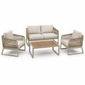 Gartenmöbelset 4-teilig Beige Aluminium Seilgeflecht mit 2-Sitzer Sofa
