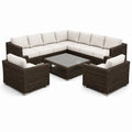 Gartenlounge-Set 300×220 cm aus Polyrattan Braun mit Glastisch für Terrasse