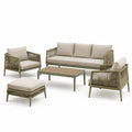 Gartenlounge-Set 5-teilig 200×75×78 cm Metall Geflecht Beige Olivgrün für Terrasse