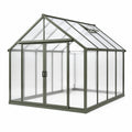 Gewächshaus 244×192×197 cm Aluminium Grün mit Polycarbonatplatten und Dachfenster