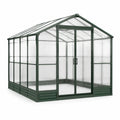 Gewächshaus 190×190×195 cm Aluminium Polycarbonat dunkelgrün freistehend mit Schiebetür