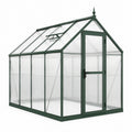 Gewächshaus 190×190×195 cm Aluminium Grün mit Polycarbonatplatten und Dachfenster