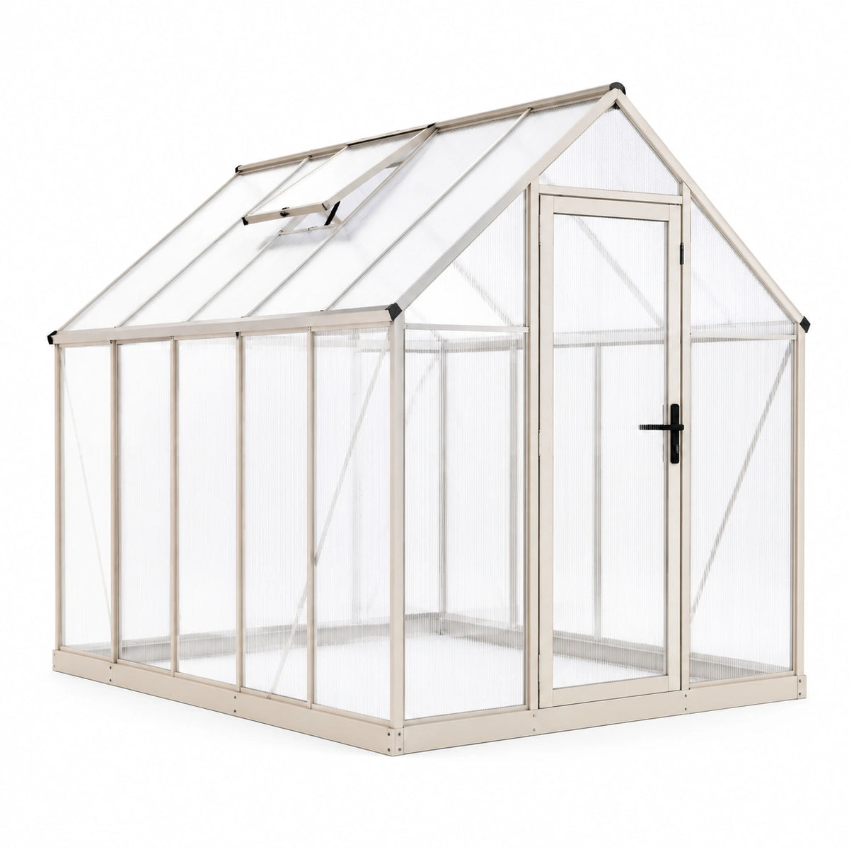 Gewächshaus 190×190×195 cm Aluminium Transparent mit Dachfenster für Garten