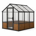 Gewächshaus 190×190×195 cm mit Metallrahmen Polycarbonatplatten und Holzoptik für den Garten