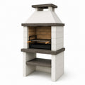Grillkamin 100×70×210 cm Beton Weiß Anthrazit mit Grillrost für Garten
