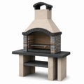 Gartengrill 120×70×220 cm Stein Schwarz Beige mit Kamin Holzkohlegrill