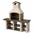 Grillkamin 160×70×220 cm Beton Beige Braun mit Grillrost klassisch