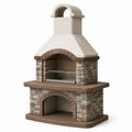 Gartengrill 120×80×220 cm aus Beton Steinoptik Braun Beige Grau mit Kamin und Grillrost