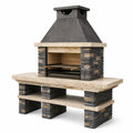 Gartengrill 150 x 80 x 220 cm aus Naturstein und Metall in Anthrazit Beige mit Grillrost