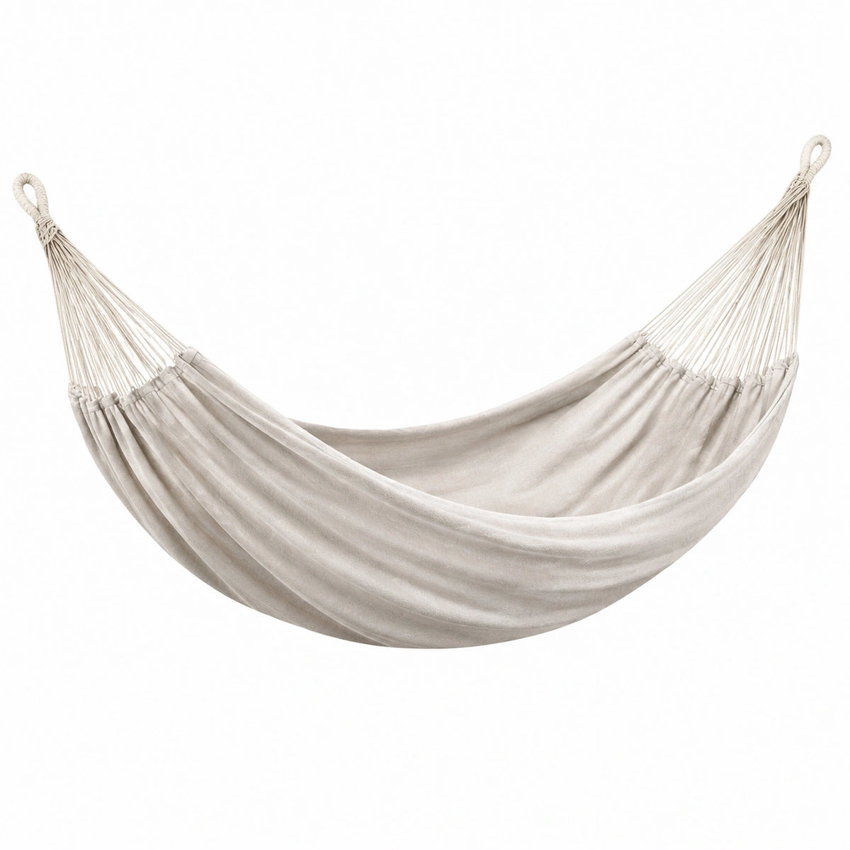 Hängematte 300 × 150 cm aus Baumwollgewebe Beige für Garten und Balkon